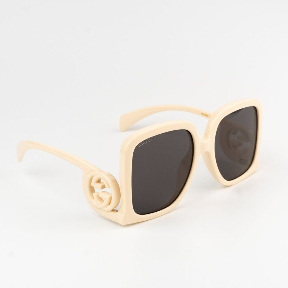 NEW Gucci GG1326S 009 Ivory Grey Mirror Oversized Square Women Sunglasses